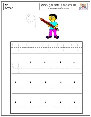 okul öncesi 1 sayısı çizgi çalışması